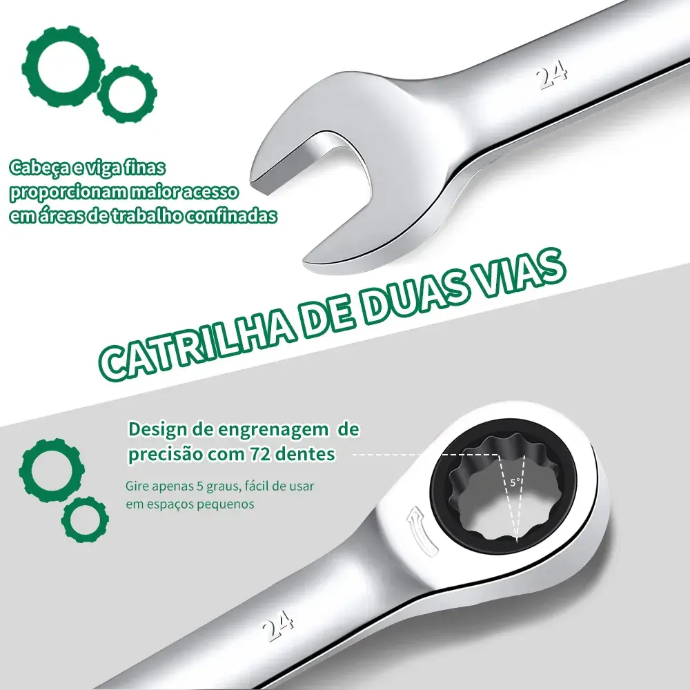 Chave Combinada com Catraca 14 Peças Alta Resistência